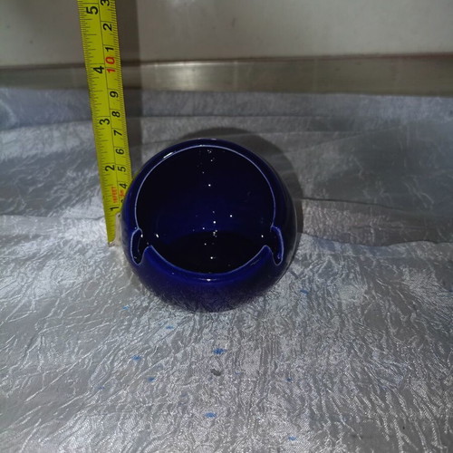 Olympic Airways collectible ashtray, deep blue glass