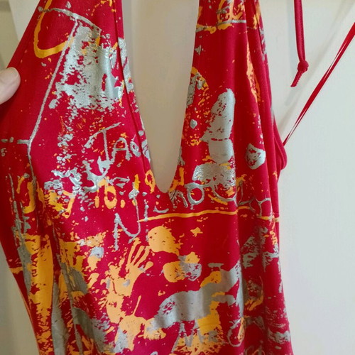 Andy Warhol red dress like new with orange and silver designs
