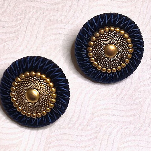 Vintage earrings set (2 pairs) like new, clip-on with fabric and metal