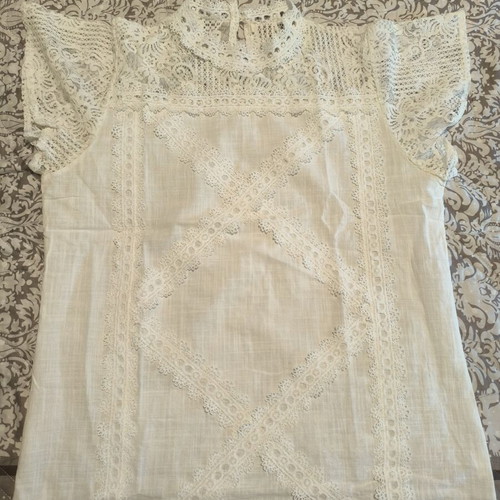 Romantic lace blouse vintage style, like new, 100% cotton, sizes S-M
