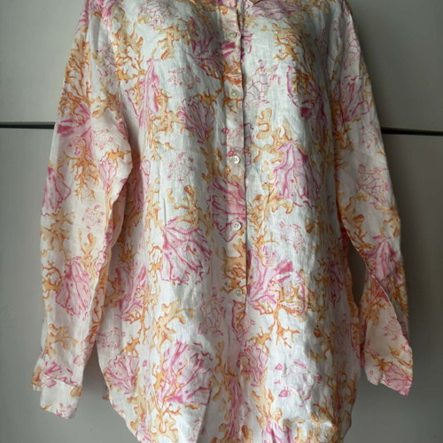 J.Jill women's 100% linen shirt new, size L, white pink