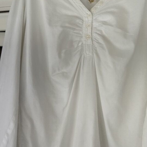 White Boho Blouse with Drawstrings and Ruching Size M-L like new