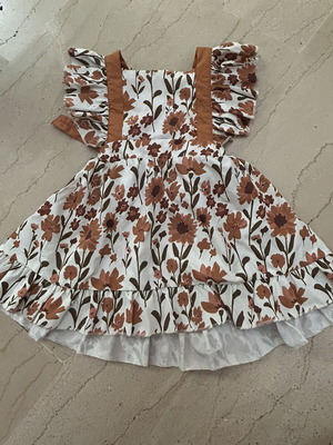 Boho chic autumn floral dress for girls, size 100cm