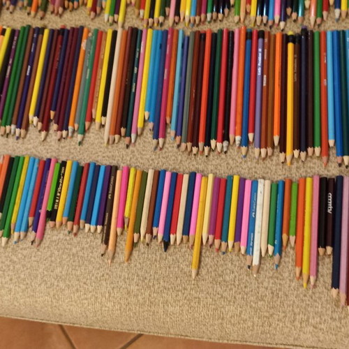 Painting set used with colored pencils and markers