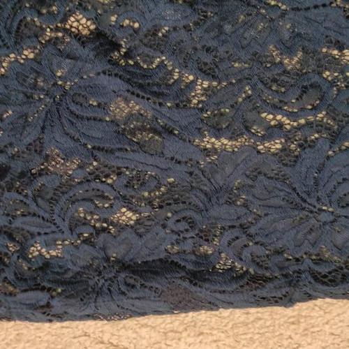 Maxi strapless navy blue dress with lace