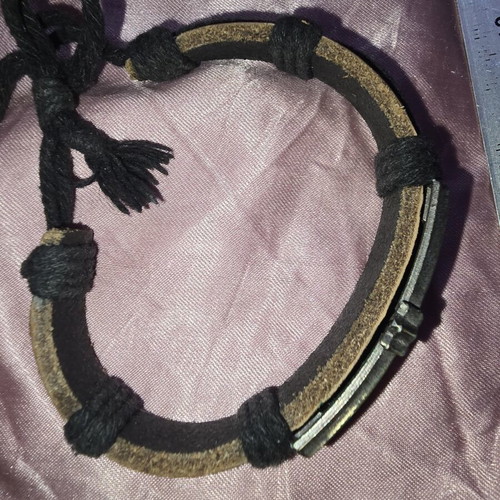 Men's vintage bracelet with cross and black cord used