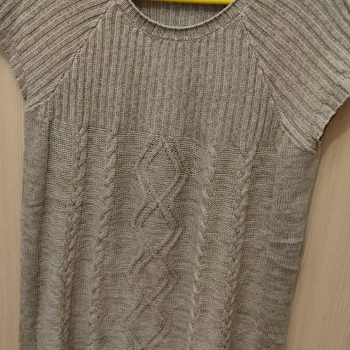 Knitted blouse/dress like new, gray, short sleeves size M
