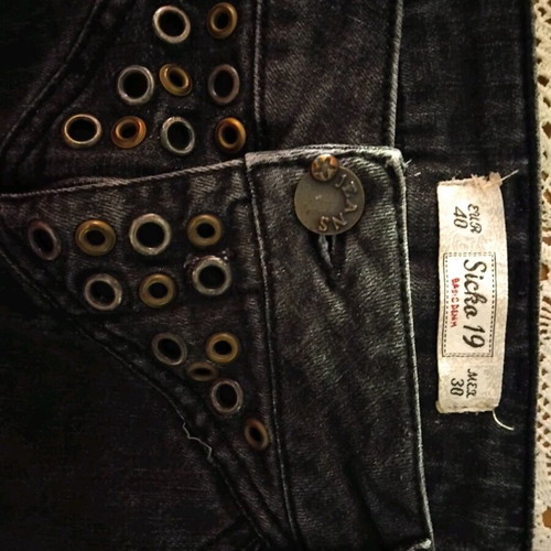 Black denim skirt with studs like new