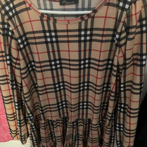 Secret plaid dress like new, beige and black