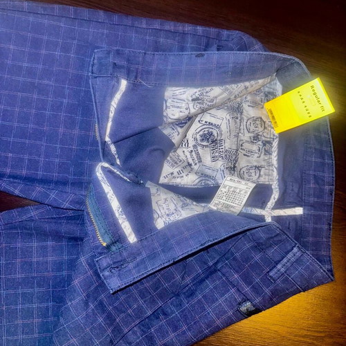 Navy Blue Pants new with subtle two-tone check pattern
