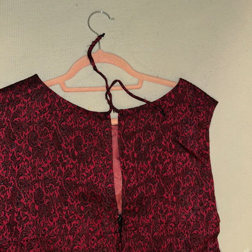 Vintage burgundy brocade lurex dress 60s/70s custom made