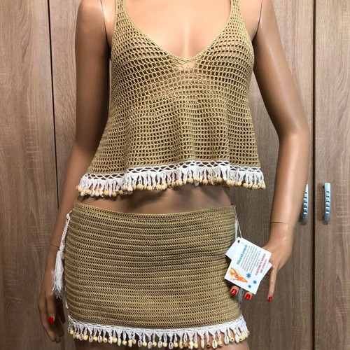 Knitted Beach Set Skirt, Top. Brand new.