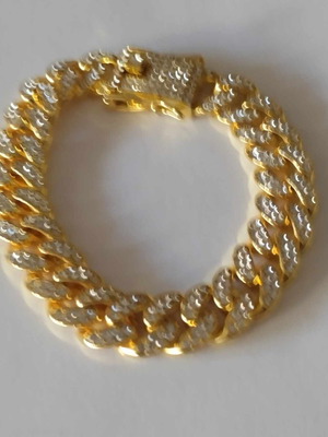 Βραχιόλι "iced out" cuban style με κούμπωμα ασφαλείας