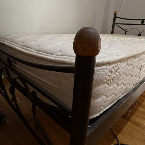 Metal single bed with Candia mattress used, 100x200 cm