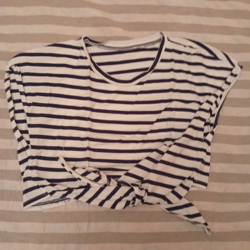 Crop top striped white and blue, like new, size M-L