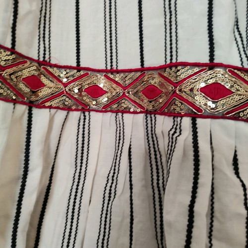 Manolo maxi dress like new with boho embroidery and vertical stripes, size M