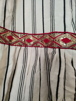 Manolo maxi dress like new with boho embroidery and vertical stripes, size M