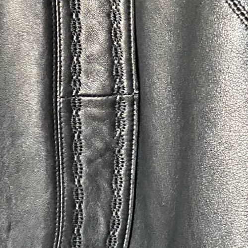 Lapel leather coat XXL with fox-type fur like new, black brown