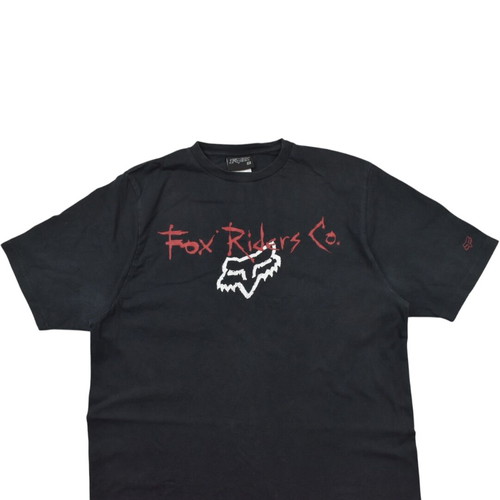 Y2K Fox Faded Black T-shirt used, size M-L