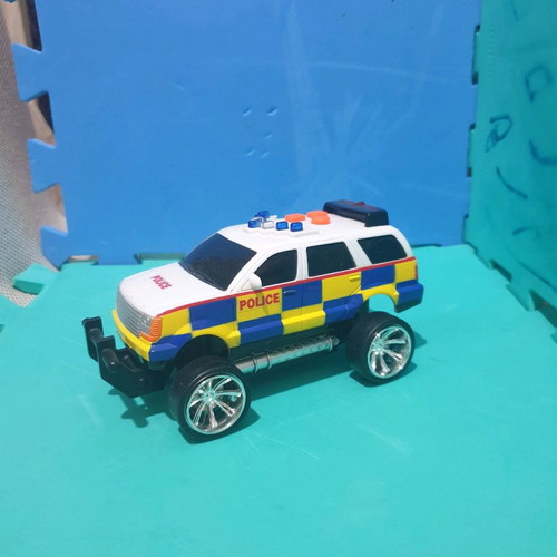 Toy vehicles used with sounds and lights, 2 cars and 1 helicopter