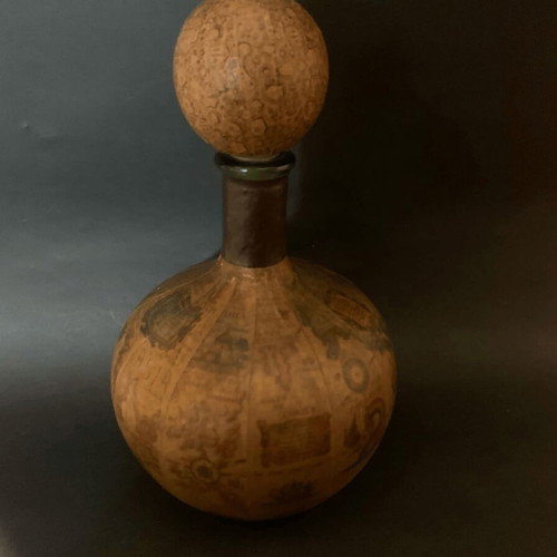 Vintage wine bottle used with Old World map design