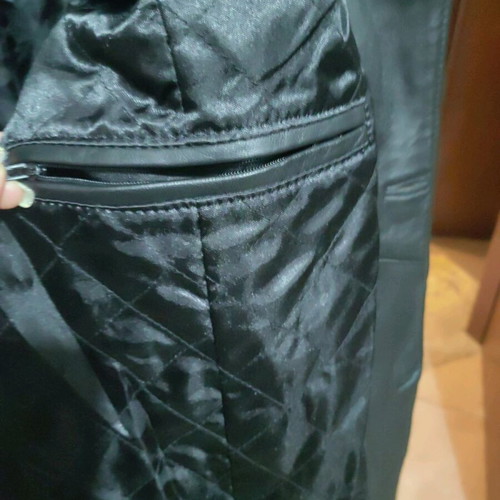 Leather men's long coat like new, black, size XL