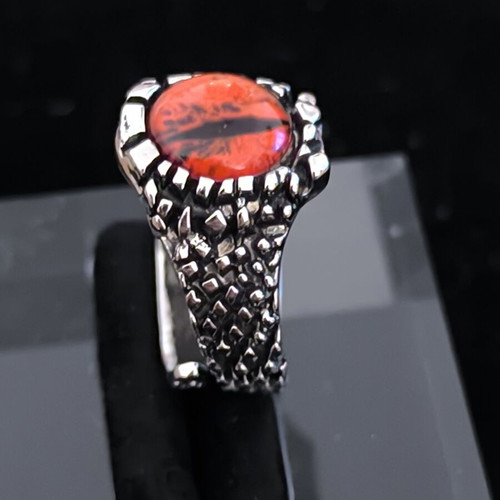 Gothic Ring with Red Dragon Eye Stone new