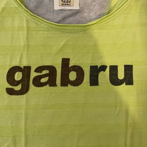 Gabru cotton t-shirt size XS used, green stripe