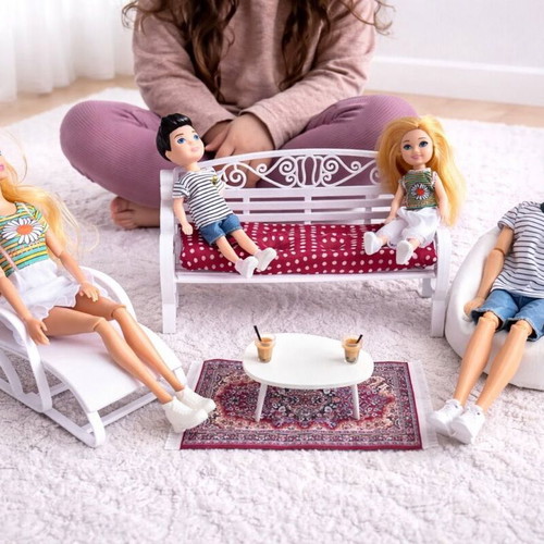 Bench, sun lounger and pouf for dolls new