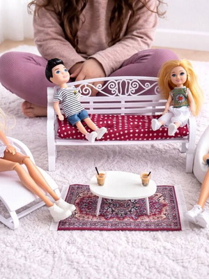 Bench, sun lounger and pouf for dolls new