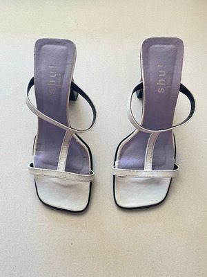 Shu! London leather sandals used, white, size 36, 10cm heel