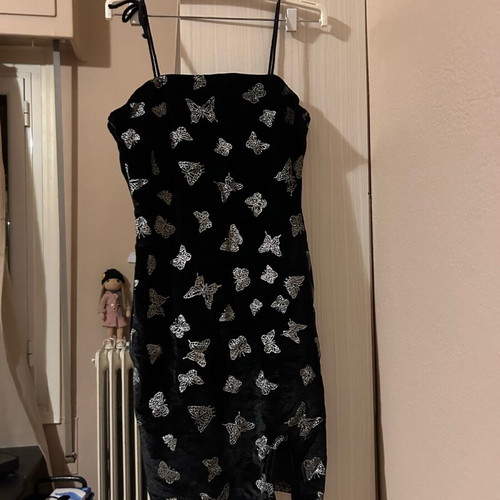 Shein dress with butterflies like new, black and white, size XS