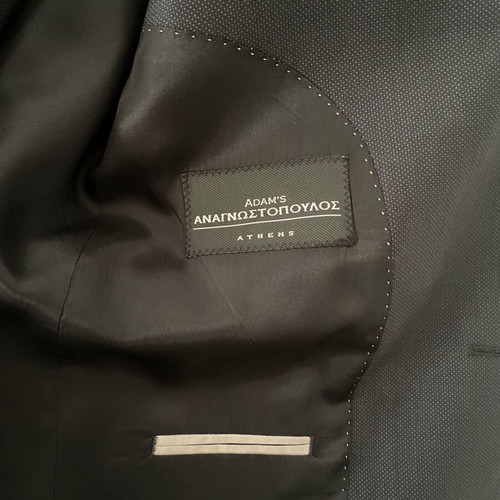Men's suit wool summer dark blue size 46 with two blue ties like new