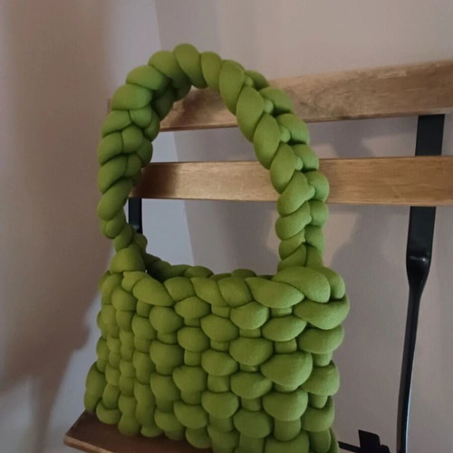 Marshmallow shoulder bag, handmade, green