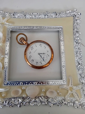 Men's pocket watch used, gold color, gold plated