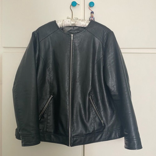 Dorothy Perkins biker jacket used, black faux leather, size UK 22