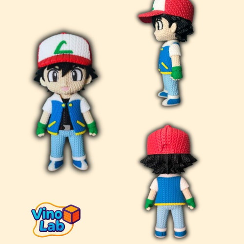 Ash Ketchum Pokemon 3d Printed Figure new