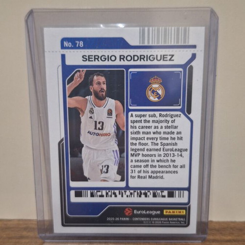 Sergio Rodriguez Panini Contenders EuroLeague 2025-26 Play-In Ticket like new