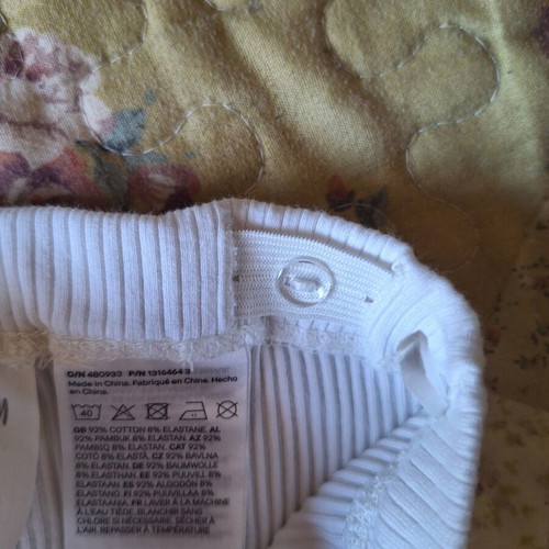 H&M Baby White Cotton Leggings like new with pink flowers, size up to 68 cm
