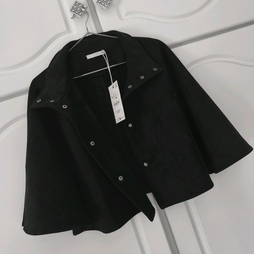 Women's short black suede cape Zara new, size M-L
