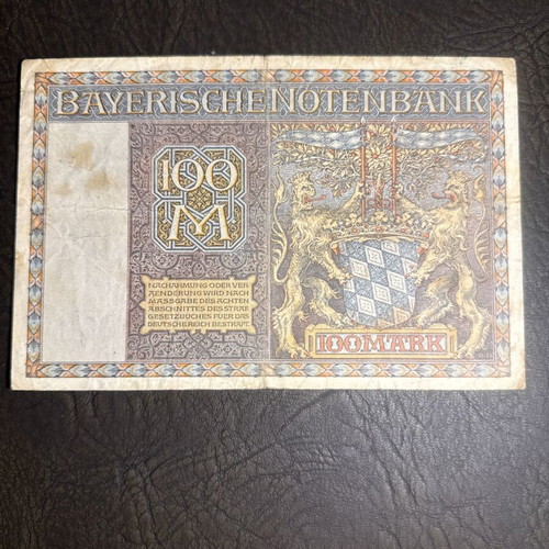 Bayerische Notenbank 100 Mark banknote new