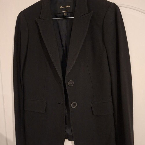 Massimo Dutti blazer size 34 black like new with lapel and flap pockets