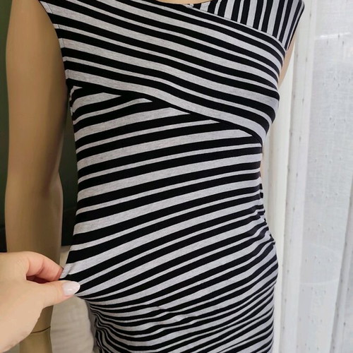 H&M Elastic Dress Medium Used Black and Gray