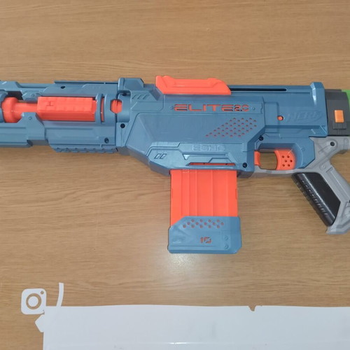 Nerf Echo toy blaster with 10-dart magazine and large stock