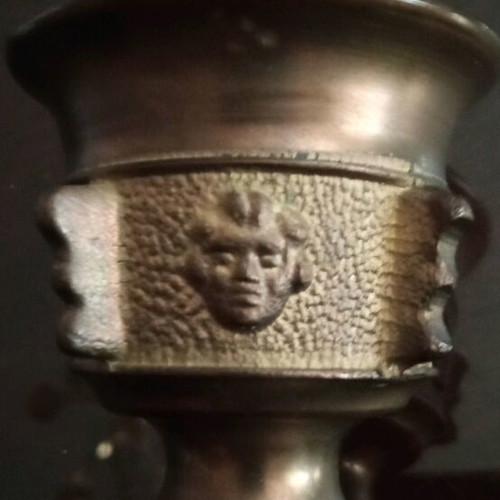 Pharmacist's mortar used, 19th century antique, brass