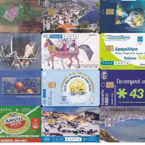 Greek phone cards used, set of 60 pieces, SET.8
