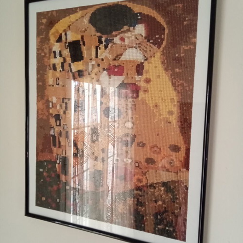 Mosaic framed art The Kiss by Van Klimt 40x50cm new