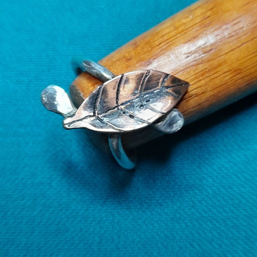 Silver handmade ring 925 copper leaf new