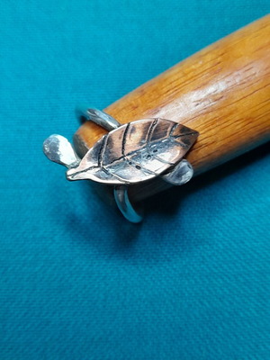 Silver handmade ring 925 copper leaf new