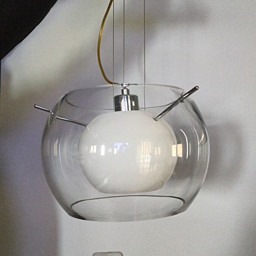 Gypsum board glass light with silver like new